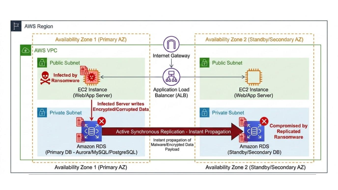 Impact of Ransomware attack on HA setp. Both primary and stand-by data will be affected by Ransomware.